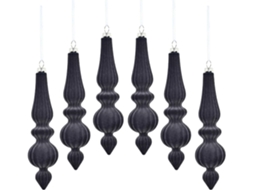 Decorações Natal Aveludadas Conjunto 6 Enfeites Cônicos Retrô Festas Ornamentos Veludo Inquebráveis Lareira GOKOCO