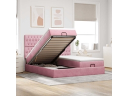 Vidaxl Estrutura De Cama Otomana Com Colchões 180x200 Cm Veludo Rosa