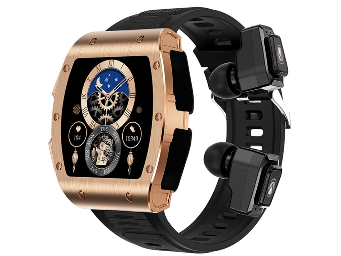 Smartwatch TWS 2 em 1 Bestvite com Bluetooth, chamadas, monitoramento de oxigênio no sangue, modos multiesportivos, saúde, preto