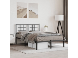 Vidaxl Estrutura de Cama com Cabeceira 120x190 Cm Metal Preto