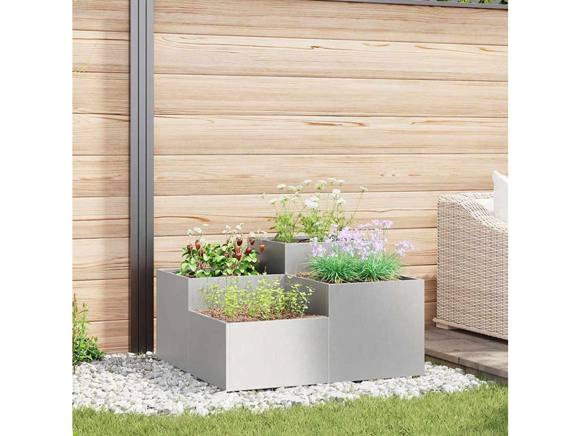 Vidaxl Vaso De Jardim Prateado 100 X 100 X 48 Cm Aço Inoxidável
