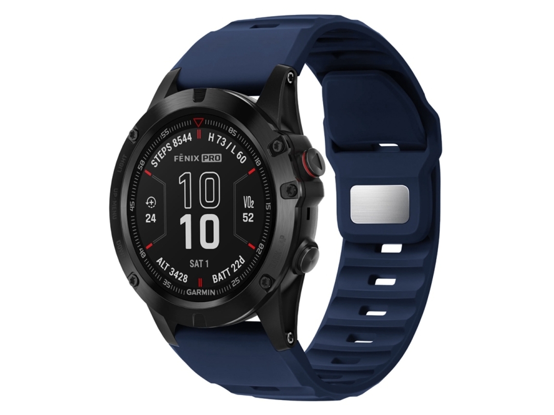 Bracelete Para Garmin Fenix 7x / 7x Pro - Silicone - Estampa Rugosa - Liberação Rápida Azul Escuro