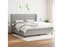 Vidaxl Cama Com Molas/colchão 200x200 Cm Tecido Cinza-claro