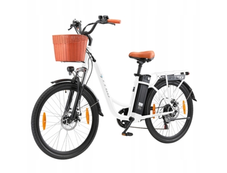 Bicicleta Elétrica Ttgo C2 City 250w 36v14.5ah 75km 26 Com Cesto E Bike Branco