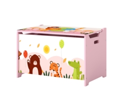 Baú De Brinquedos Infantil Com Tampa Dobrável E Padrão , 60x37x39cm, Caixa De Armazenamento Rosa