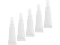 Conjunto De 5 Tubos Cosméticos Flexíveis Recarregáveis De 10 Ml Com Pincel De Plástico Integrado