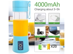 Lurelia Liquidificador Portátil Recarregável Usb, 380ml, 6 Lâminas, Aço Inoxidável, Para Sumos