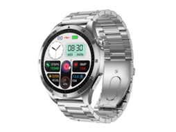 (roxo) Pulseira inteligente com tecido colorido de 1,43 pollegadas e pulseira de aço, compatível com chamadas Bluetooth e ECG.
