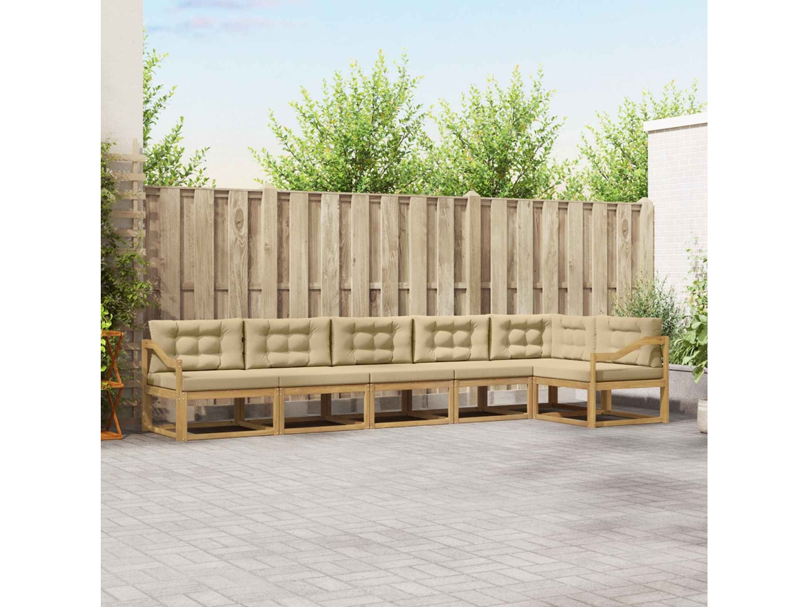 Vidaxl Conjunto De Sofás Para Exterior 4 Unid. Branco E Bege Poliéster
