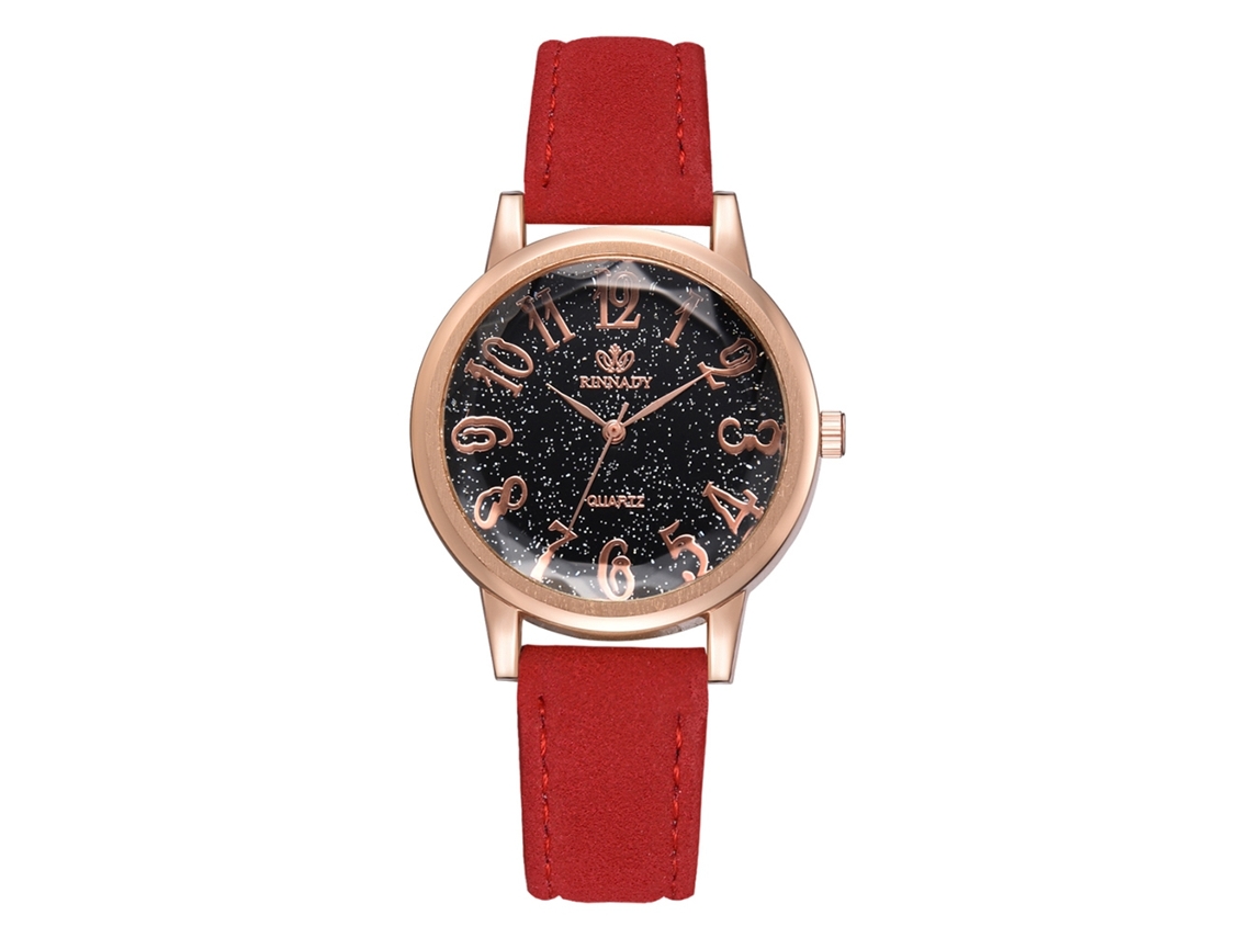 Relógio de Pulso Feminino de Quartzo Clássico com Pulseira de Couro Pu Redondo Fashion