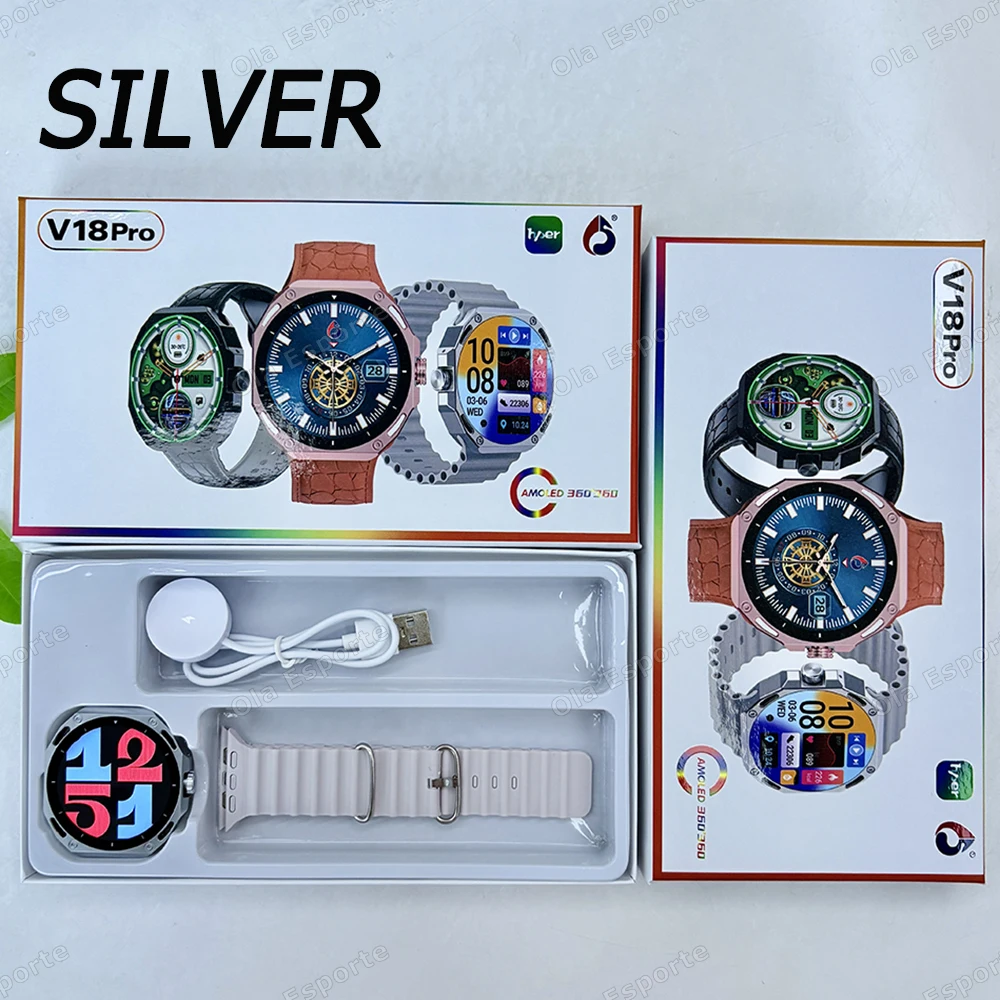 Pulseira Prateada Nº 1 + 7 Pulseiras, Ecrã Amoled 1,52'', Monitor Cardíaco, Resistente à Água 5 Atm, GPS MDUG