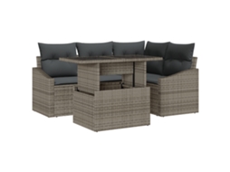 Conjunto 5 Conjunto De Jardim Vidaxl Cinzento Vime Pe (100 X 55 X 73 Cm)