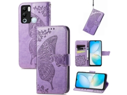 Capa De Couro Com Estampa De Borboleta E Flor Em Relevo Para Infinix Hot 12i