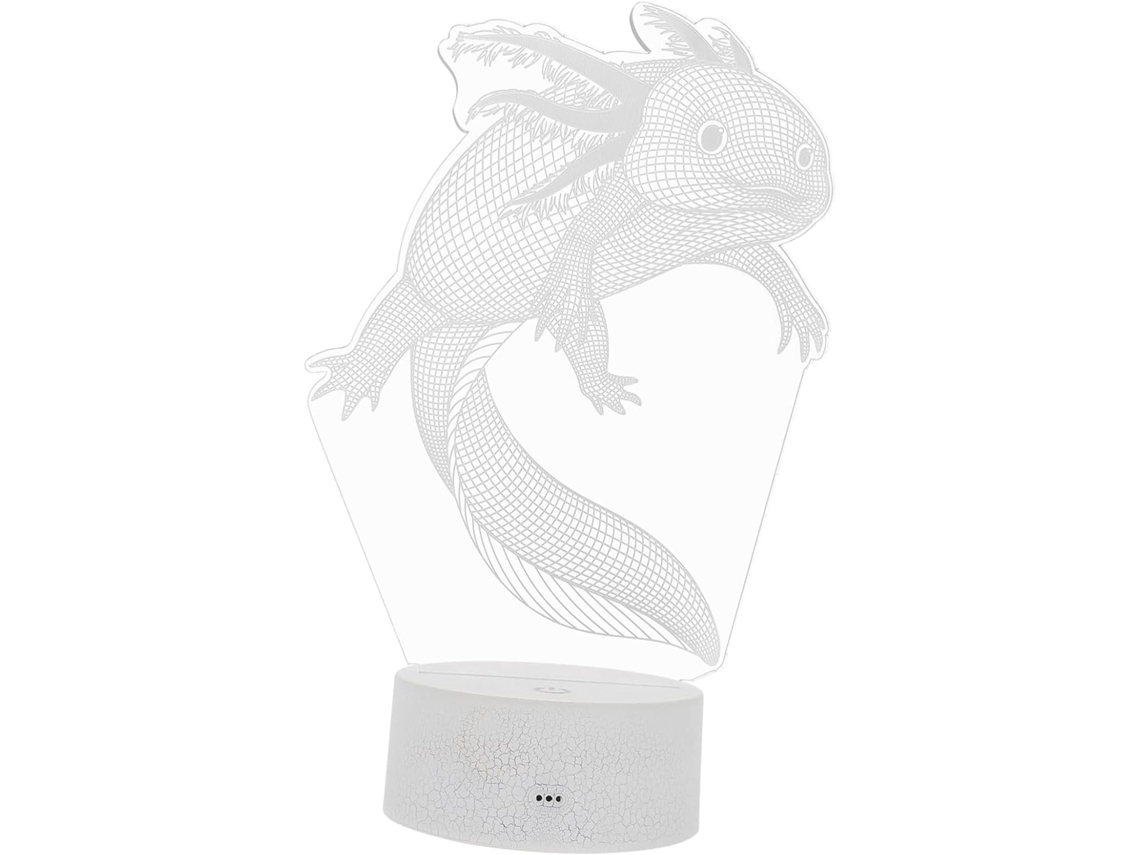 Luminária De Mesa Led 3d Axolotl Com 16 Cores, Em Acrílico E Polipropileno, Com Controle Remoto.