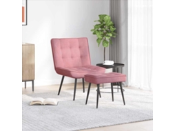 Vidaxl Cadeira De Descanso Com Banco Veludo Rosa