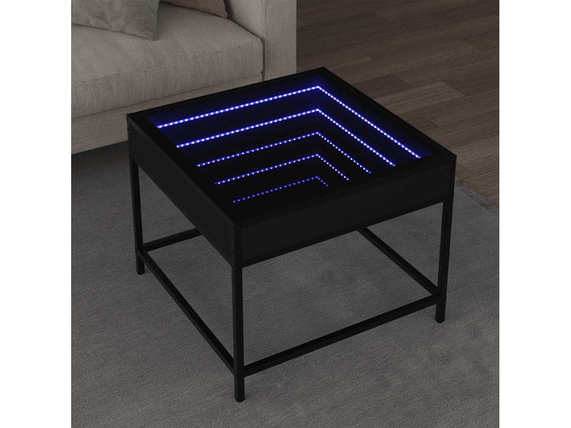 Vidaxl Mesa De Centro C/ Luzes Led Infinity 50x50x41 Cm Preto