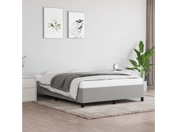 Estrutura De Cama Sem Colchão 140x190 Cm Tecido Cinzento-claro