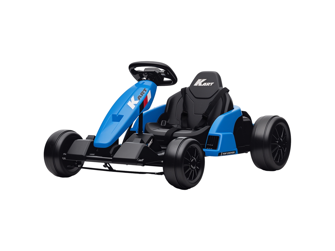 Kart Elétrico 24v, Modo Drift, Assento Ajustável, Cinto De Segurança De 5 Pontos, Função De Música, 6-12 Anos Azul