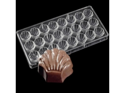 Molde de Chocolate em Policarbonato com 24 Cavidades de Concha Dentada para Bolos, Mousse, Brownies e Sobremesas