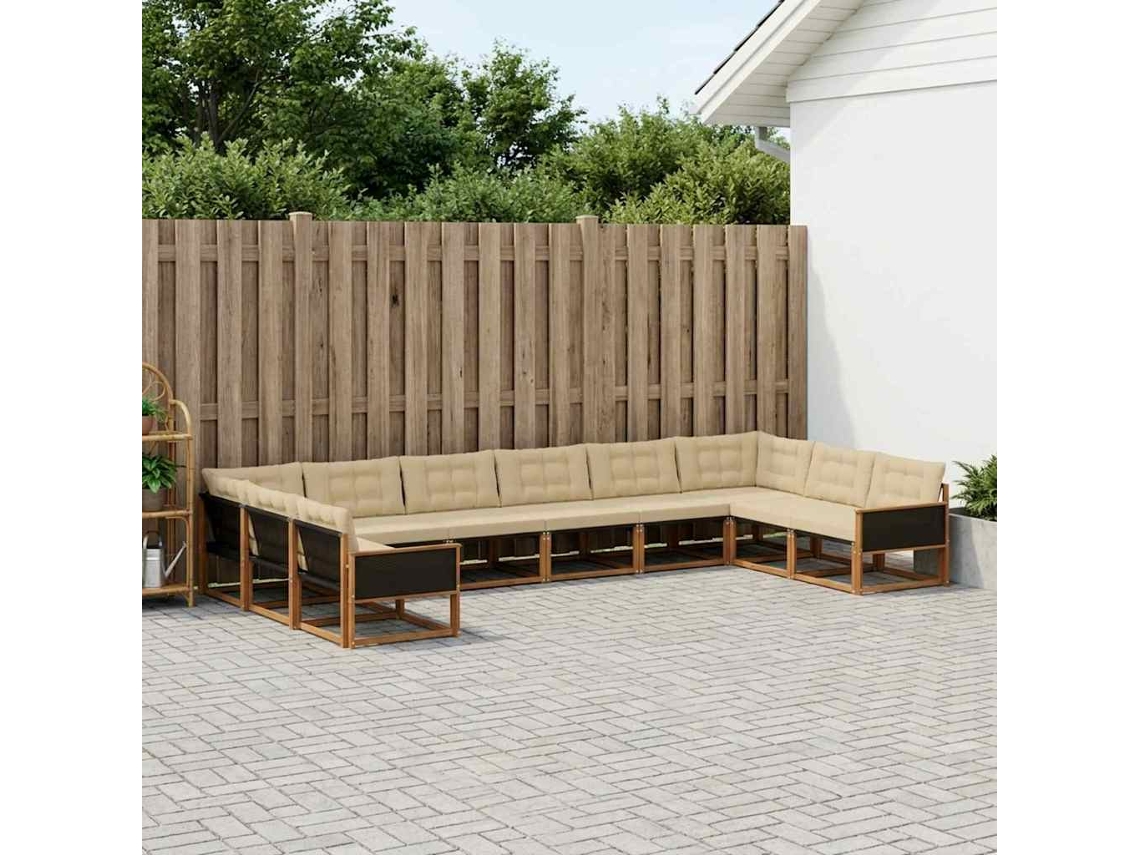 Vidaxl Conjunto De Sofás Para Exterior 10 Pcs Natural E Bege