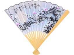 Éventail Pliant Extra Large Design Traditionnel Oriental Style Chinois Em Papel Kraft Et Soie,