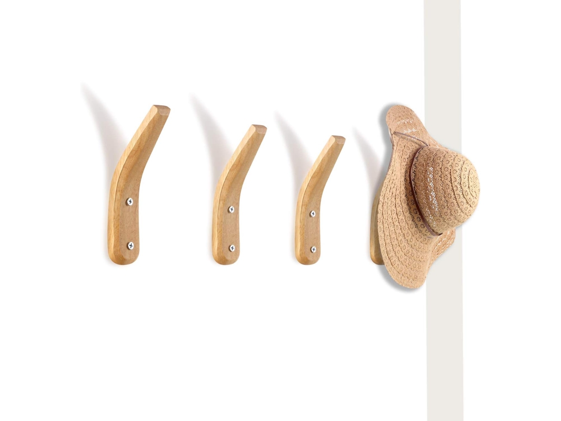 Gancho De Madeira Em Forma De V, Parede Montado, Para Toalhas/casacos/chapéus/bolsas Igvtrade (cor Natural)