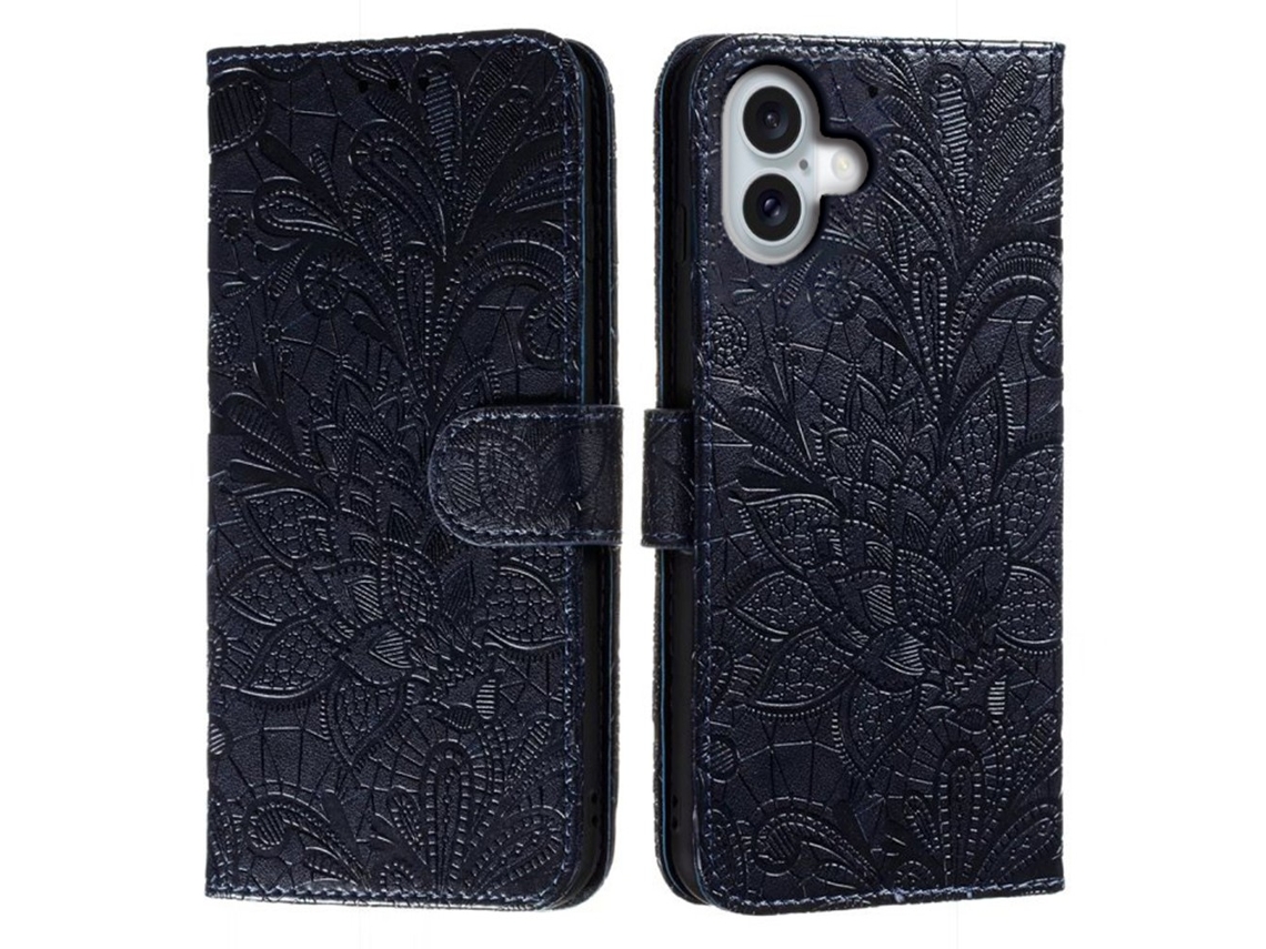 Capa Em Couro Pu Para Apple Iphone 16 Plus - Preto