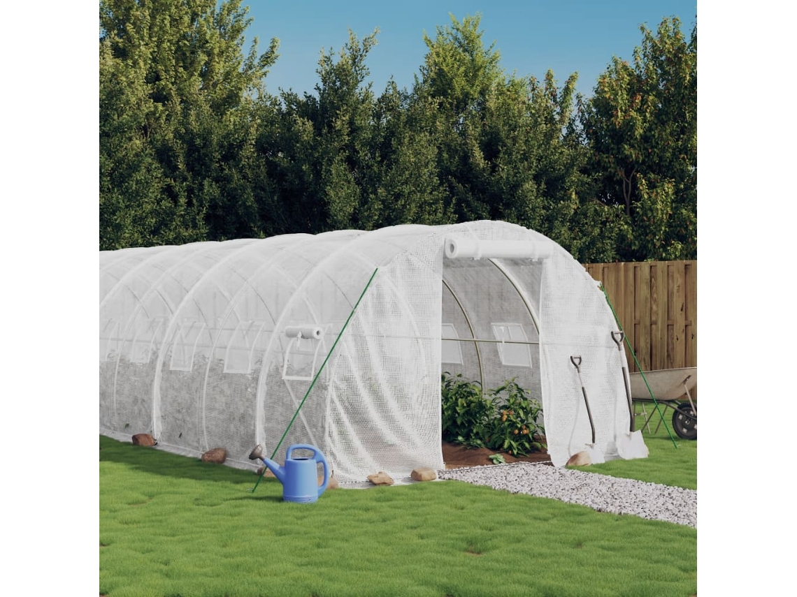 Vidaxl Estufa Com Estrutura De Aço 72 M² 24x3x2 M Branco