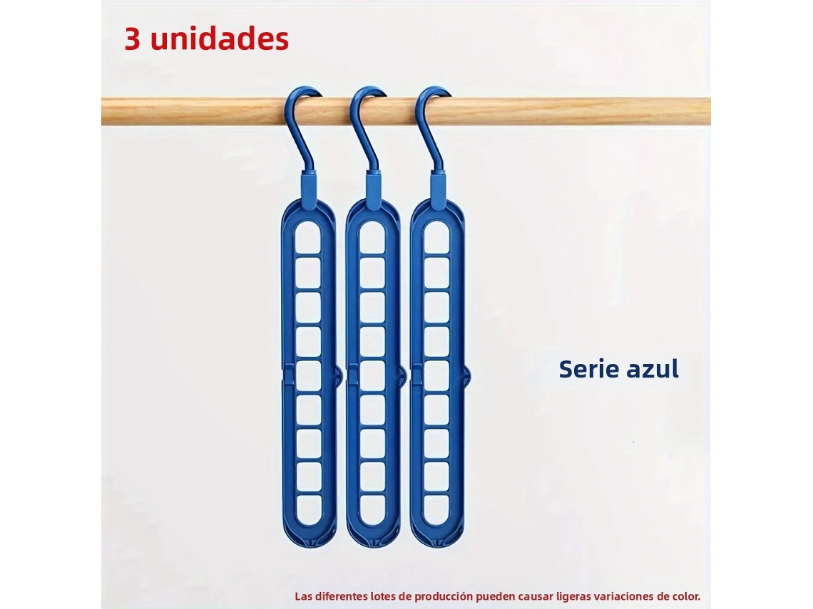 3 Cabides de Plástico Dobráveis com 9 Furos MDUG (azul)
