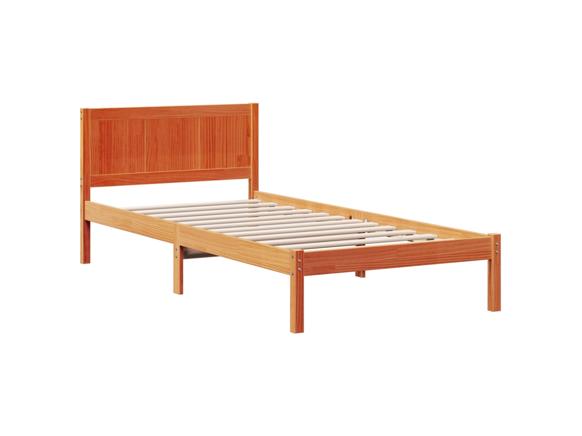 Conjunto 1 Estrutura Da Cama Vidaxl Castanho Madeira De Pinho Maciça (90 X 200 Cm)