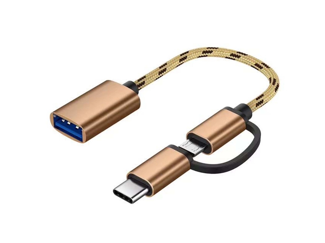 Cabo Adaptador Otg Tipo C 2 Em 1 Usb Tipo C Para Usb Para Telefone Android, Leitor De Cartão U Disk, Ouro Rosa*