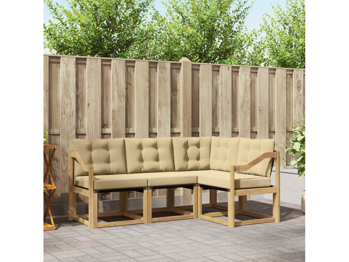 Vidaxl Conjunto De Sofás Para Exterior 4 Unid. Branco E Bege
