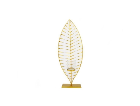 Castiçal de design em metal Leaf - SIL - L. 22 x H. 57 cm - Amarelo - Objetos decorativos - Interior