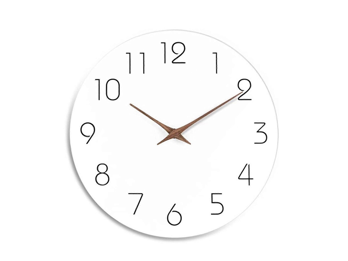 Wooden Clock For Home Bathroom School Office Decor With Silent Movementwhite