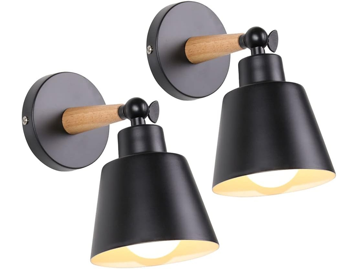 Conjunto com 2 luminárias vintage industriais de parede e teto E27 BRILVIBERA