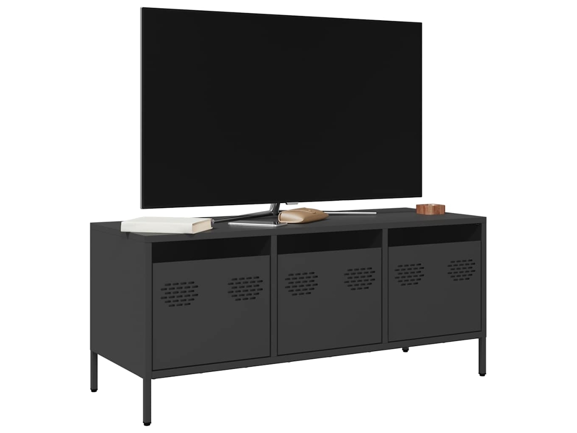 Vidaxl Móvel De Tv 101,5x39x43,5 Cm Aço Laminado A Frio Preto