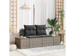 Vidaxl Sofá De Jardim Com Almofada Cinzeto 184 X 62 X 69 Cm Vime Pe