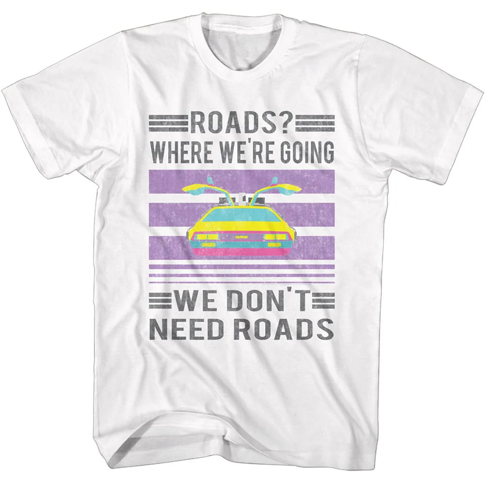 Unisex Adult T-shirt Rockinstone Back To The Future Movie Retro White Sizel