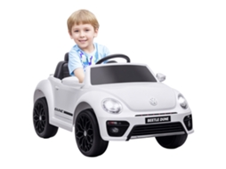Veículo Elétrico Infantil. Vw Fusca. 3 5 Km/h com Controle Remoto e Música. Branco Ge