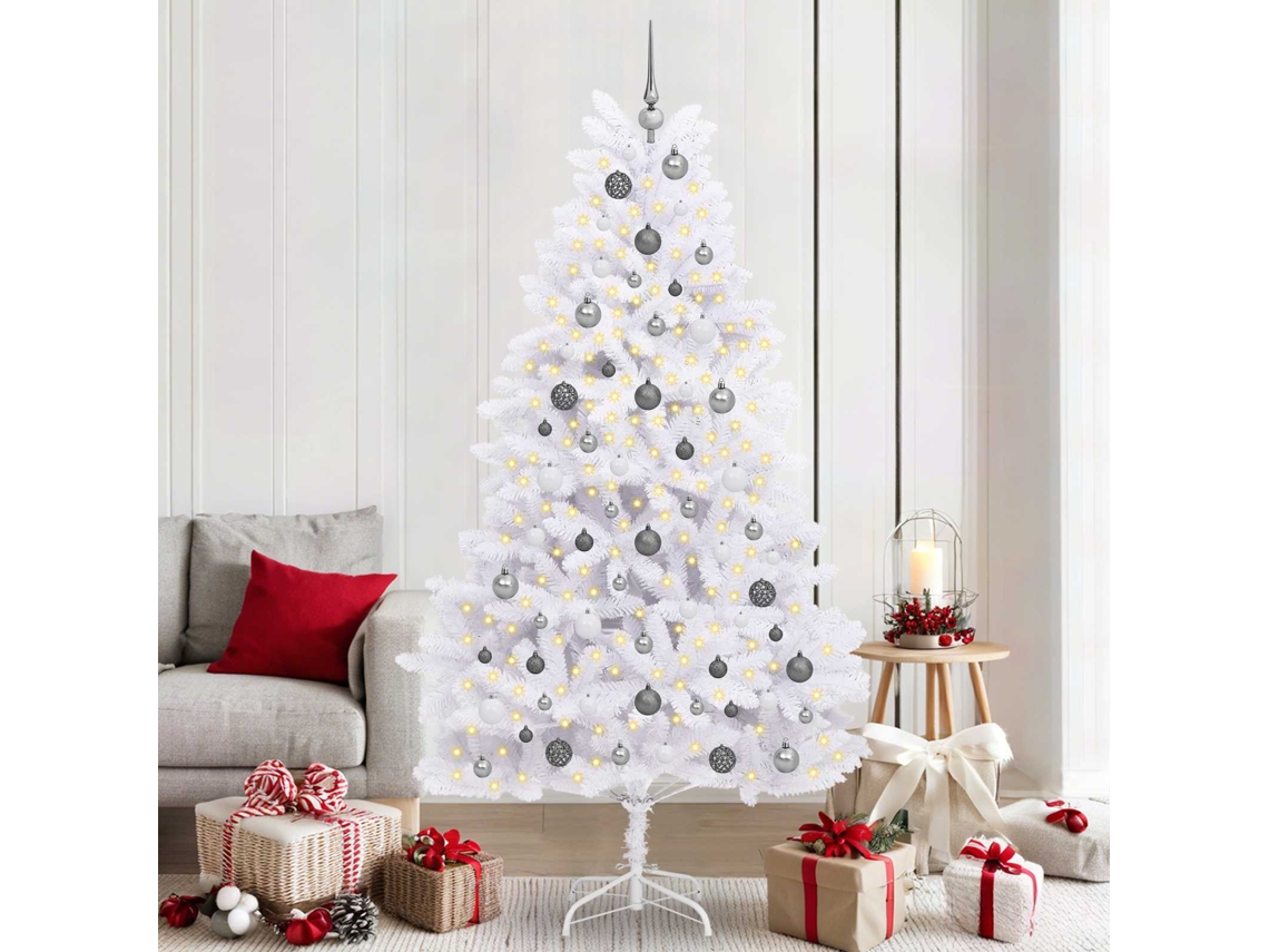 Vidaxl Árvore De Natal Artificial 210 Cm Pvc E Aço Branco