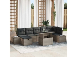Vidaxl Conjunto De Sofá De Jardim 8 Unid. Cinzeto Vime Pe