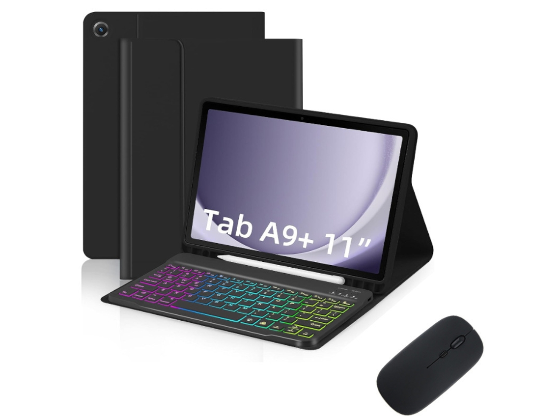 Teclado E Mouse Elegantes Na Cor Preta Com Retroiluminação Preta, Para Os Modelos Samsung S7/s8/s9/s9 Fe/s10fe/s10lite De 10,9 A 11 Polegadas. Yunzii
