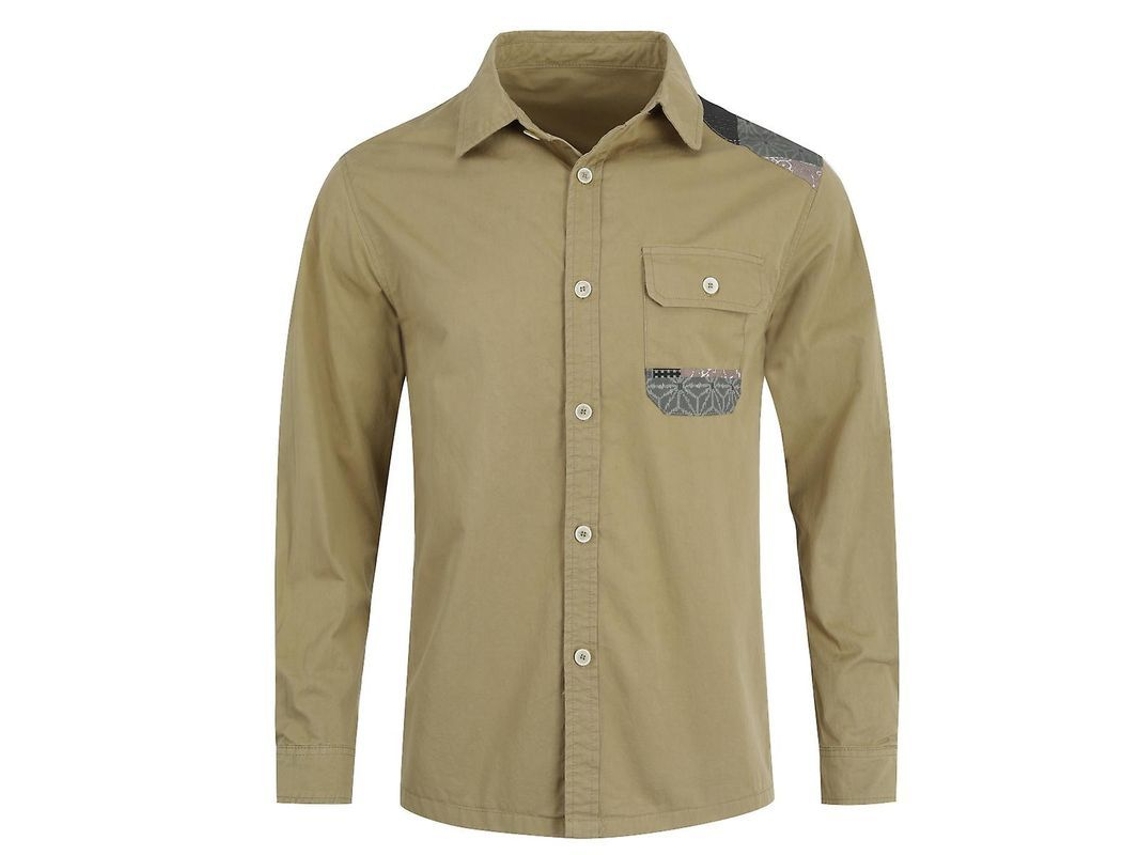 Fasst camisa Casual Hombre com Lapela e Design de Costura Mystdiy