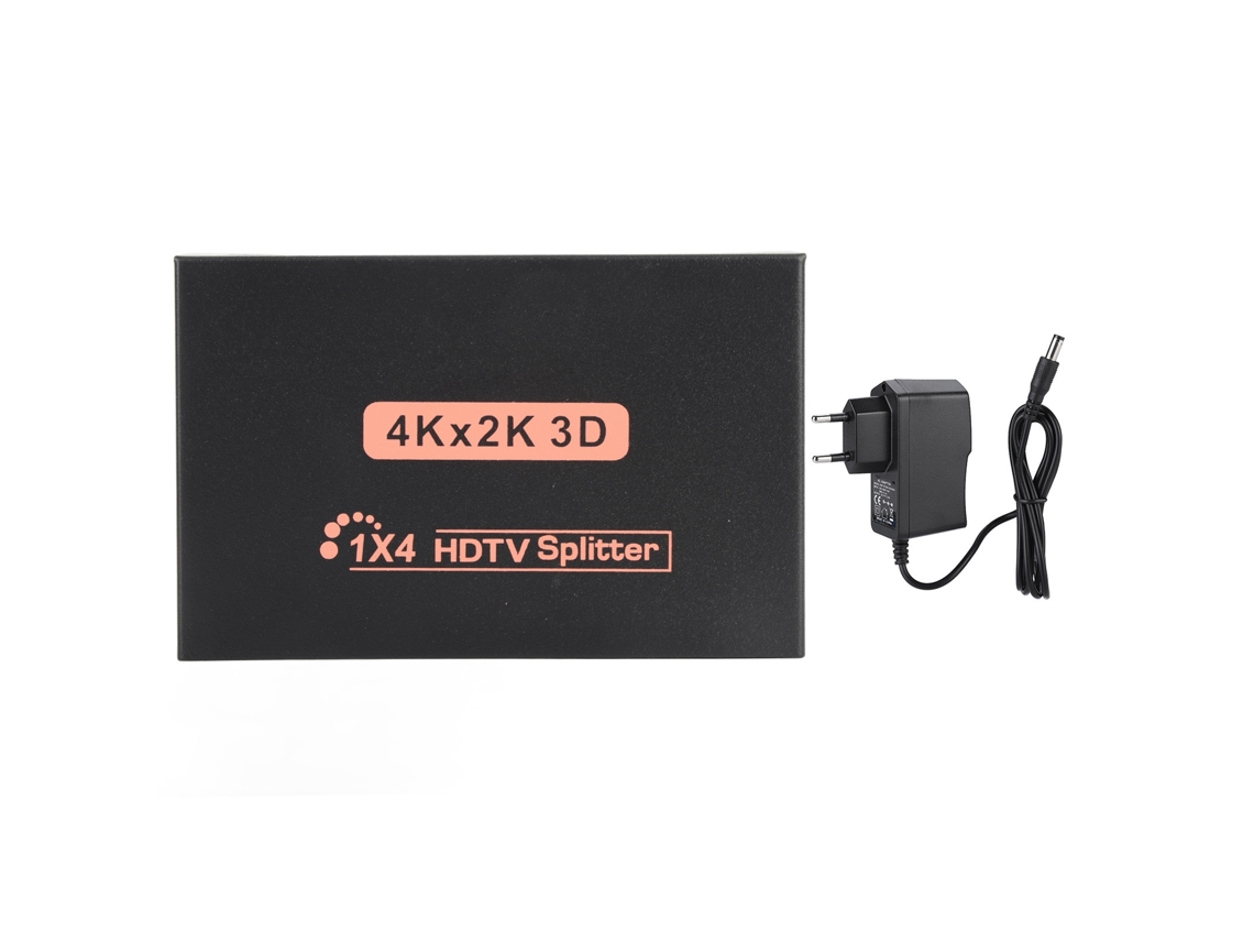 Divisor HDMI 1x4 com áudio e vídeo 4K 3840x2160, adaptador preto | S/MARCA