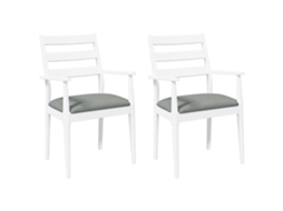 Cadeiras de Jantar com Almofadões 2 peças em Madeira Maciça Branco MAISON EXCLUSIVE