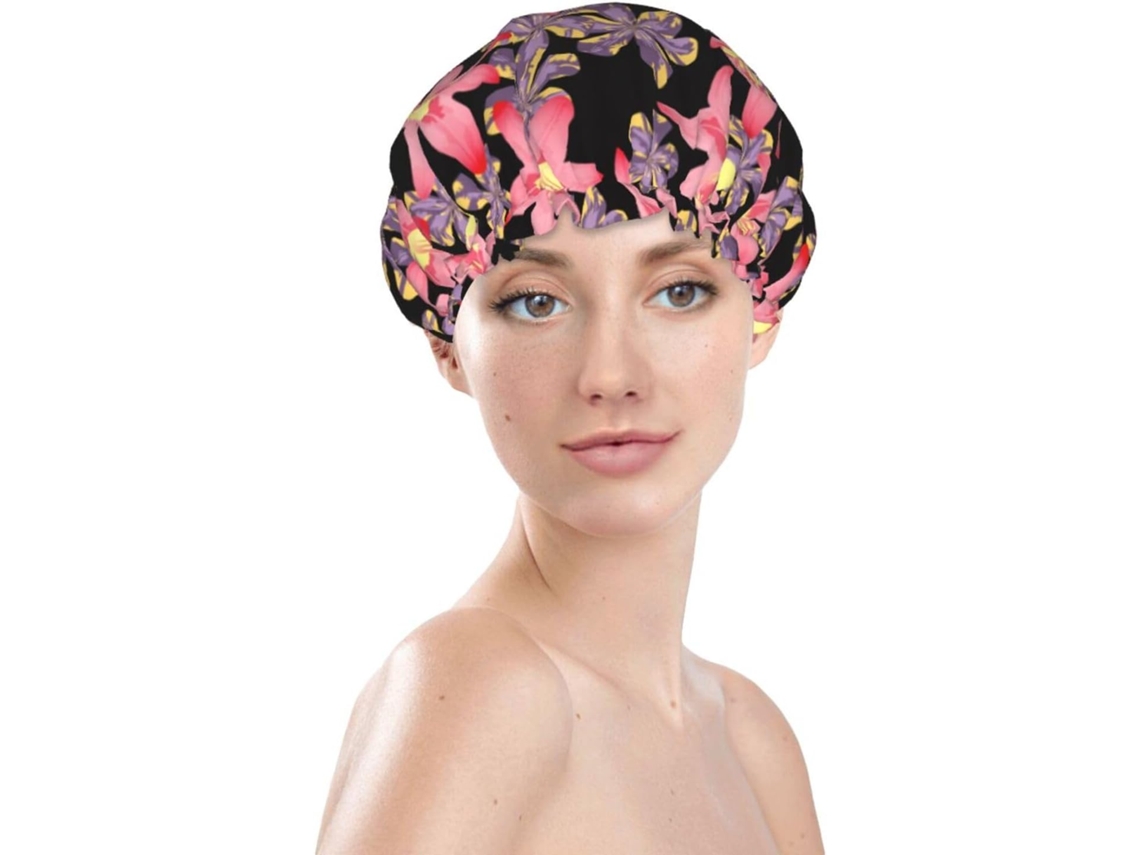 Touca De Banho Feminina, Reutilizável, Impermeável, Dupla Camada, Com Elástico, Ideal Para Cabelos Longos, Nas Cores