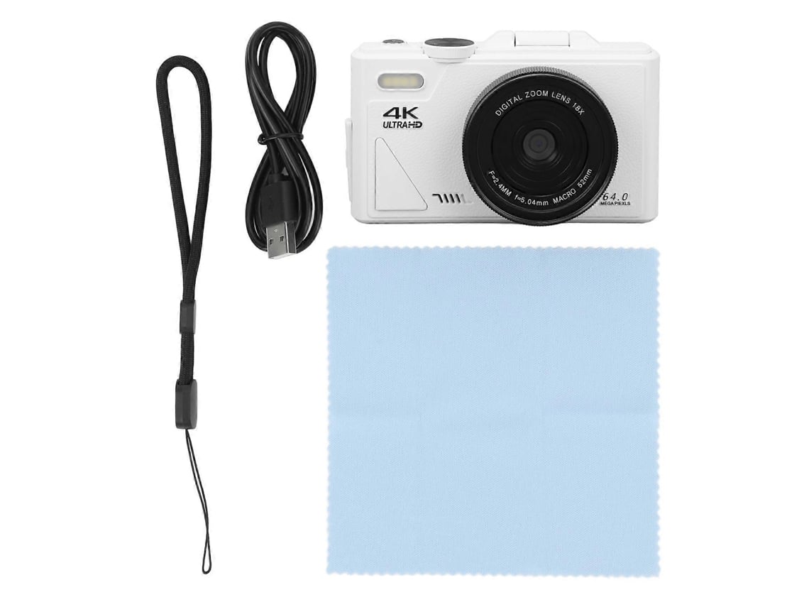Câmara Digital Compacta 64mp 4k Uhd Com Zoom 18x, Ecrã Articulado De 3 Polegadas E Autofoco