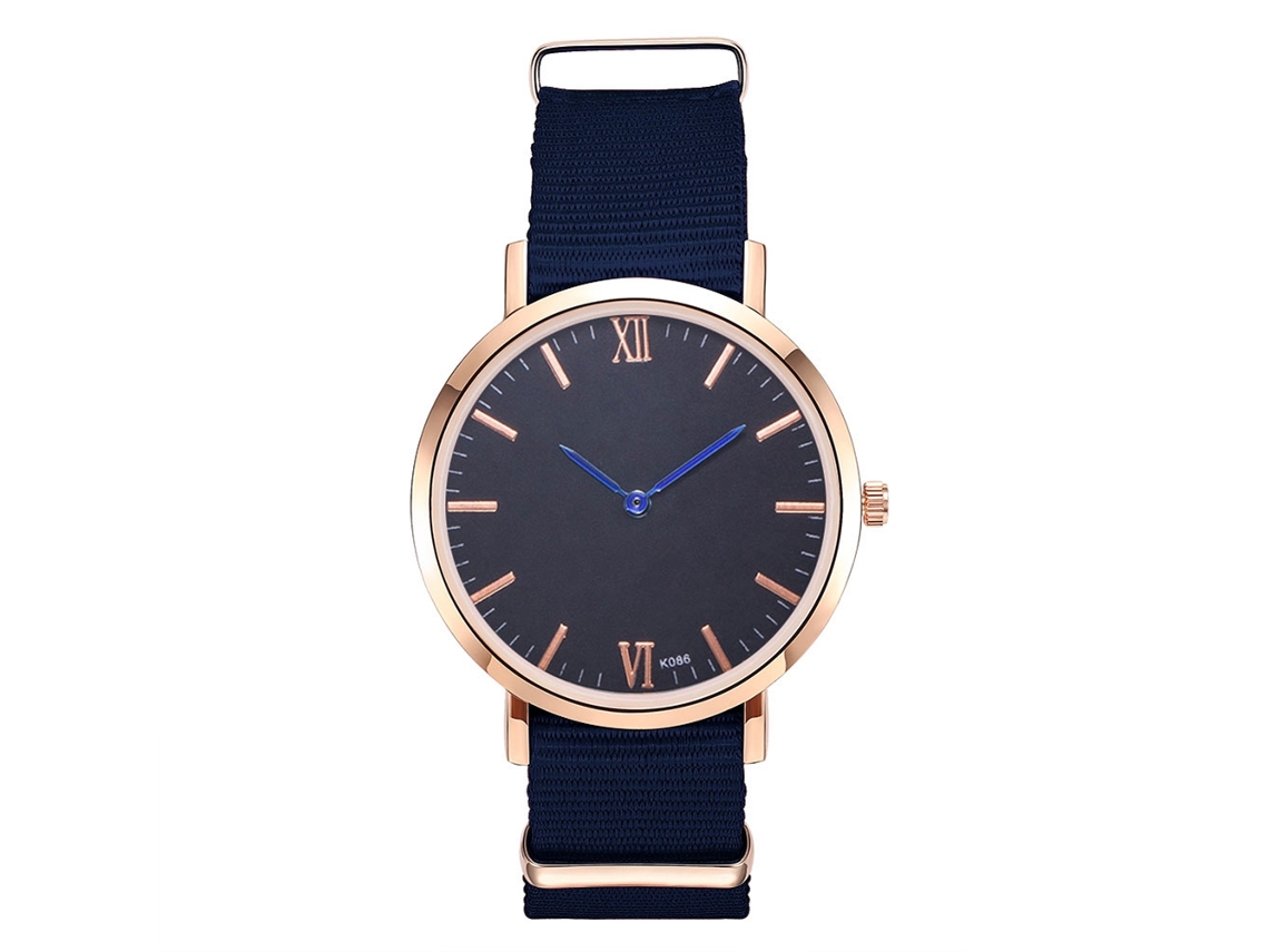 Relógio de Pulso Masculino de Quartzo com Bracelete de Náilon Roman Numerals Royalblue