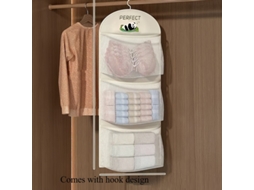 Saco Organizador De Parede Triplo Para Roupas Íntimas, Meias E Sutiãs, Com Bolsos De Tela E Bolsos Transparentes
