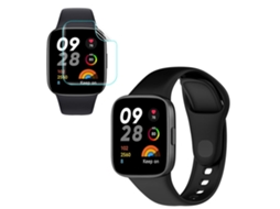 Kit Bracelete Silicone Película de Hydrogele para Xiaomi Redmi Watch 3 Preto